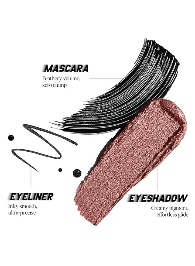 Kiro 3-in-1 Eye Stack – Eyeshadow, Eyeliner & Mascara | Rose Pink Metallic & Matte Trio, 12.5g | Vegan, Clean, Longwear Eye Makeup | Waterproof Liner, Creamy Eyeshadow & Volumizing Mascara - Image 2